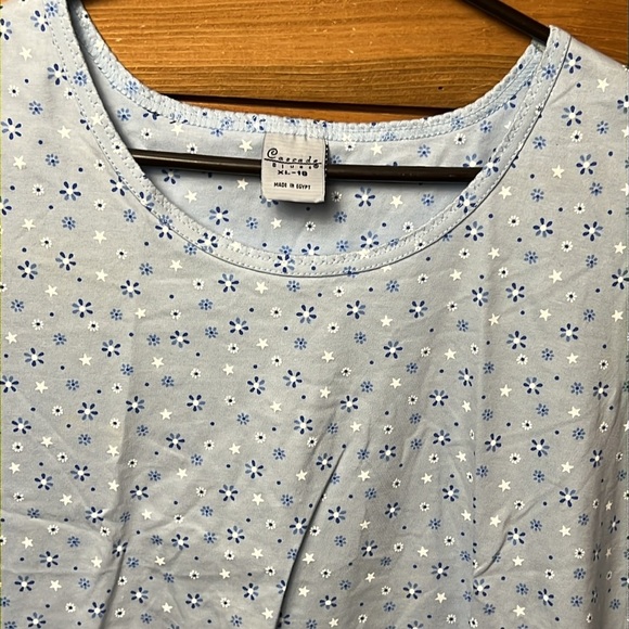 Cascade Blues women’s Tank Shirt top light blue floral XL‎ 18 lightweight summer - Picture 8 of 8